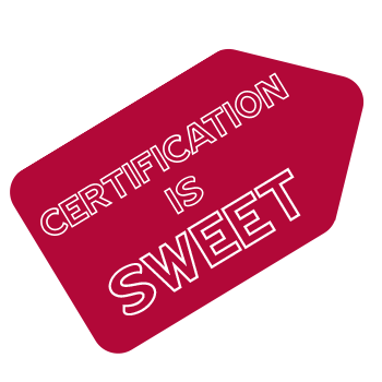 Certification is Sweet tag red