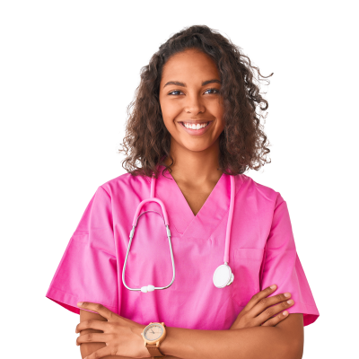 nurse in pink scrubs
