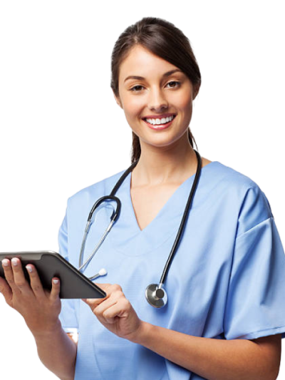 Nurse smiling.